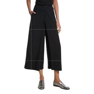 Rag & Bone Black Cropped Wide Leg Rowe Pants Size 12 USA Made Kulot Lagenlook